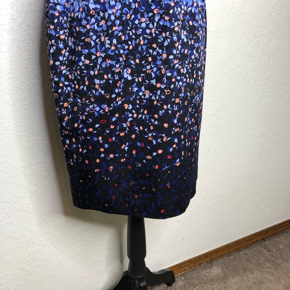 Talbots white pink blue floral ombre short sleeve sheath dress size 6 Petite 6P - Picture 4 of 16